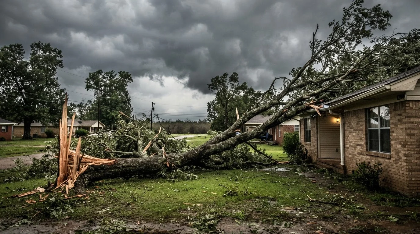 Branch brought down onto a vehicle in Osceola, Arkansas